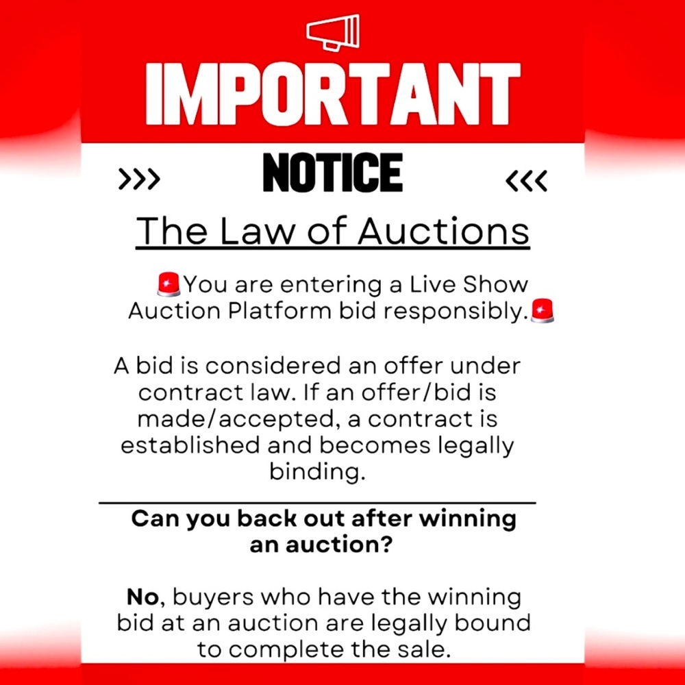 Important! READ & BID RESPONSIBLY. Voice any questions/concerns prior to auction